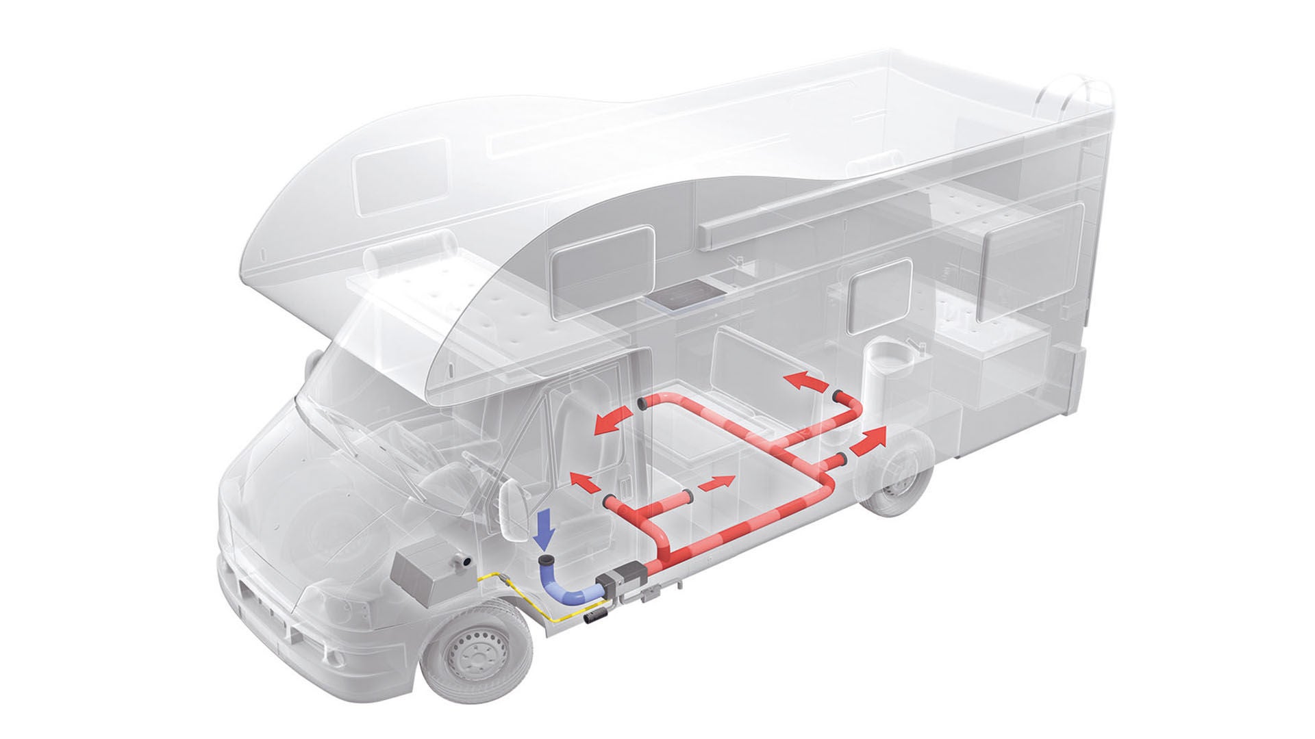 Illustration of a Webasto air heater in an RV