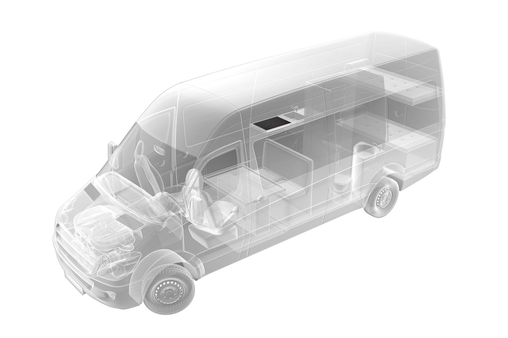 Illustration of Diesel cooker X 100 from Webasto intalled in a camping vehicle