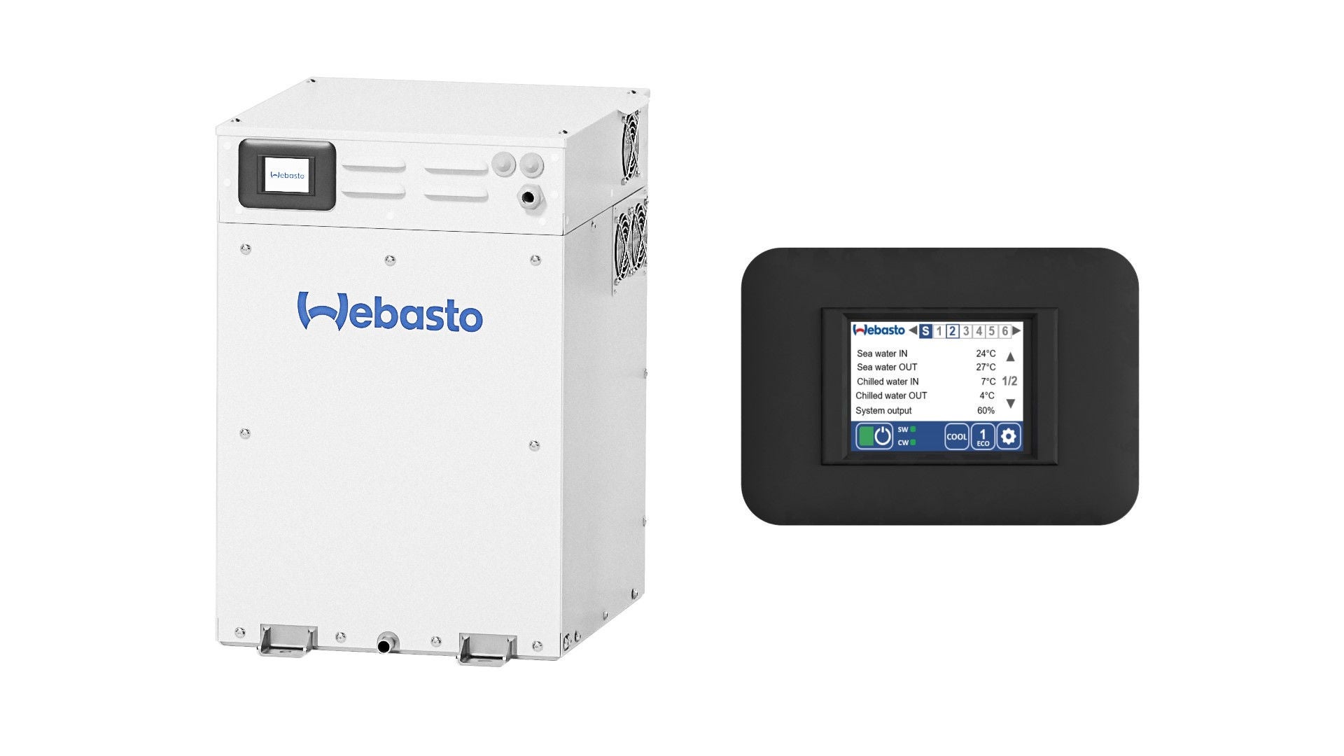 BlueCool VX-Series marine air-conditioning unit and BlueCool MyTouch from Webasto