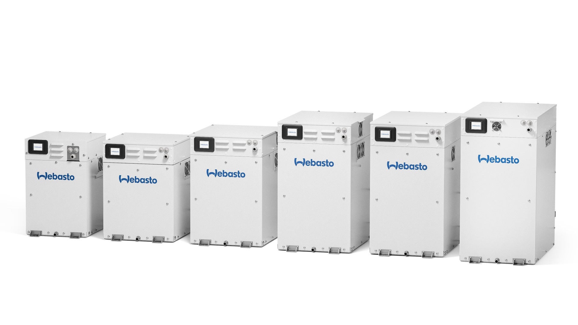 Six BlueCool VX-Series marine air-conditioning units from Webasto in a row