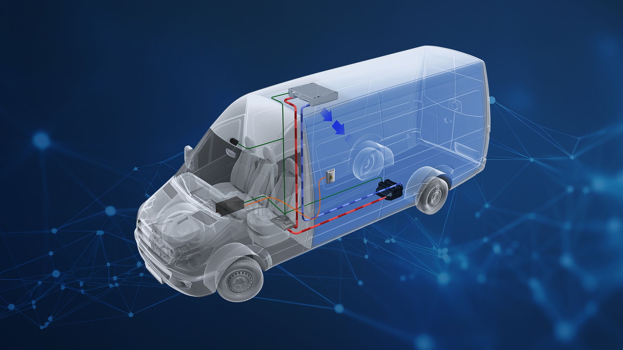 Illustration of van with transport refrigeration system