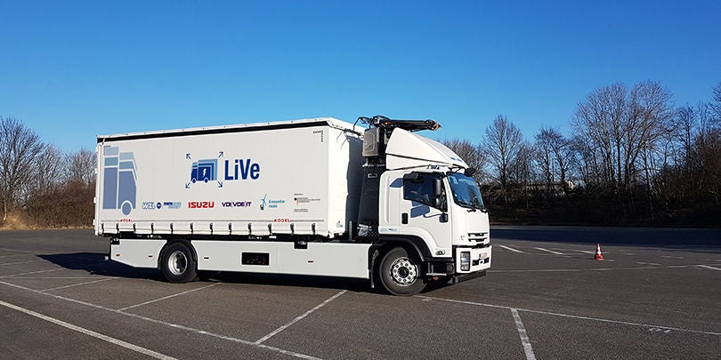 Truck on the road with the Pantograph