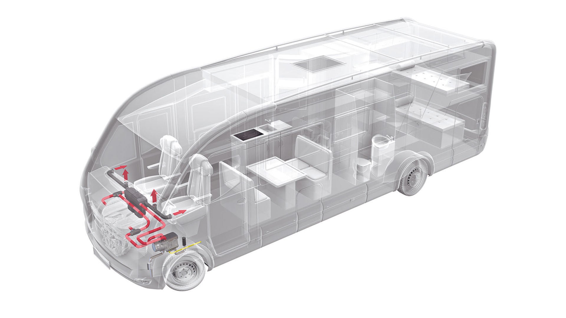 Illustration of Webasto water heater in a RV